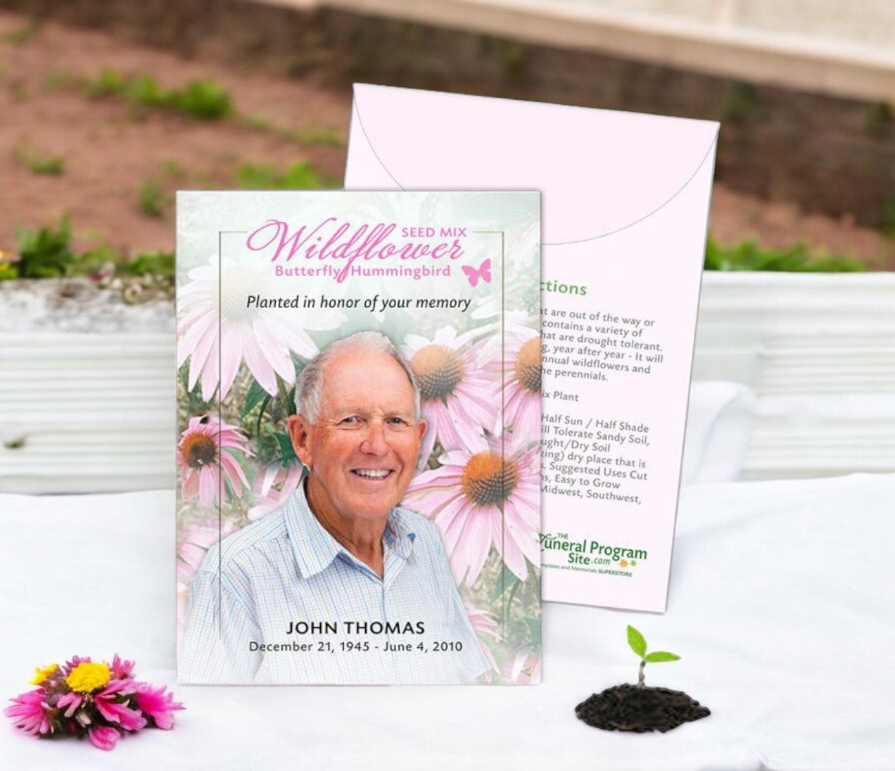 flower seed packets for funerals Butterfly & Hummingbird Wildflower Custom Seed Packet (Pack of 10)