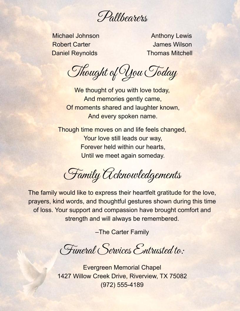 Golden Skies Digital Only Funeral Program Template - The Funeral Program Site