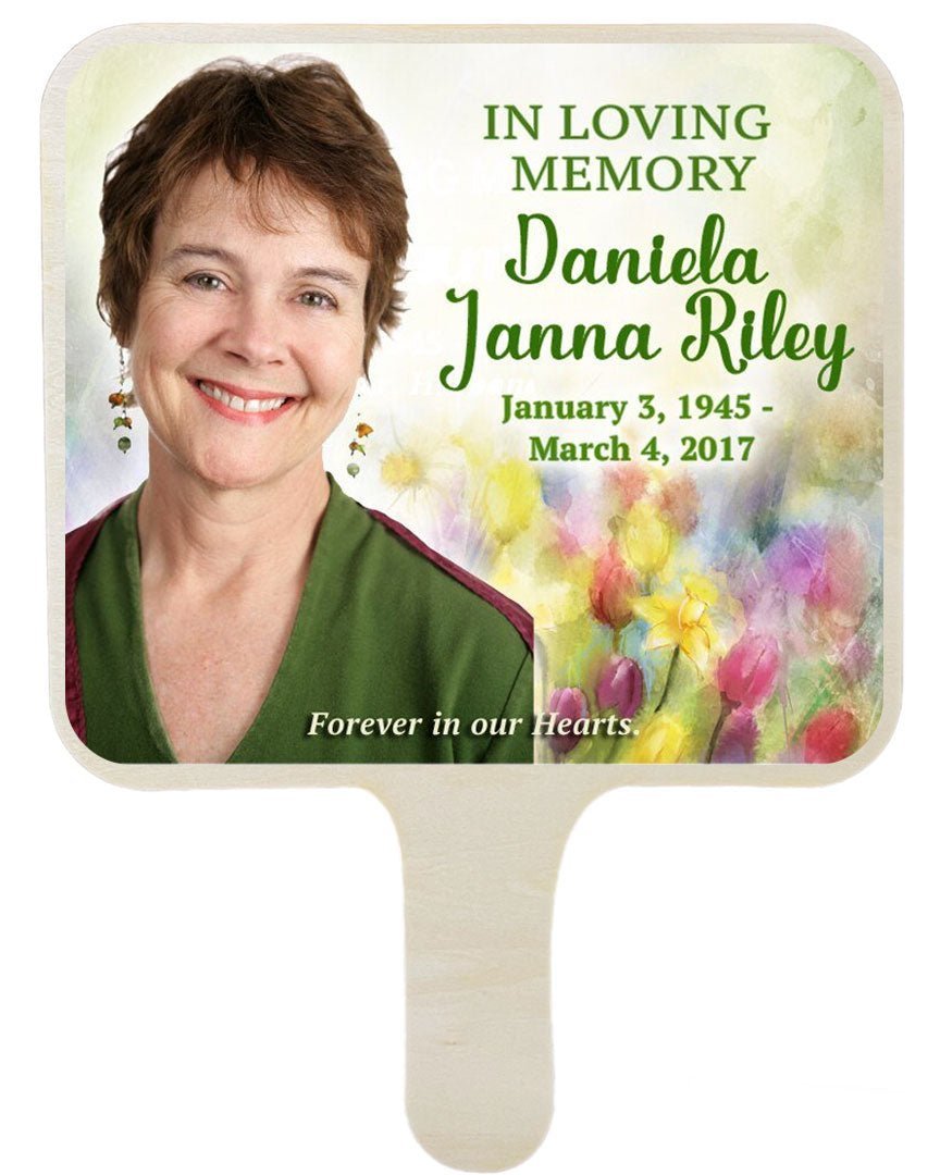 Watercolor All - In - One Memorial Hand Fan (Pack of 10) - The Funeral Program Site