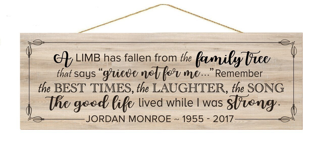 A Fallen Limb Personalized Custom In Loving Memory Wood Sign - The Funeral Program Site
