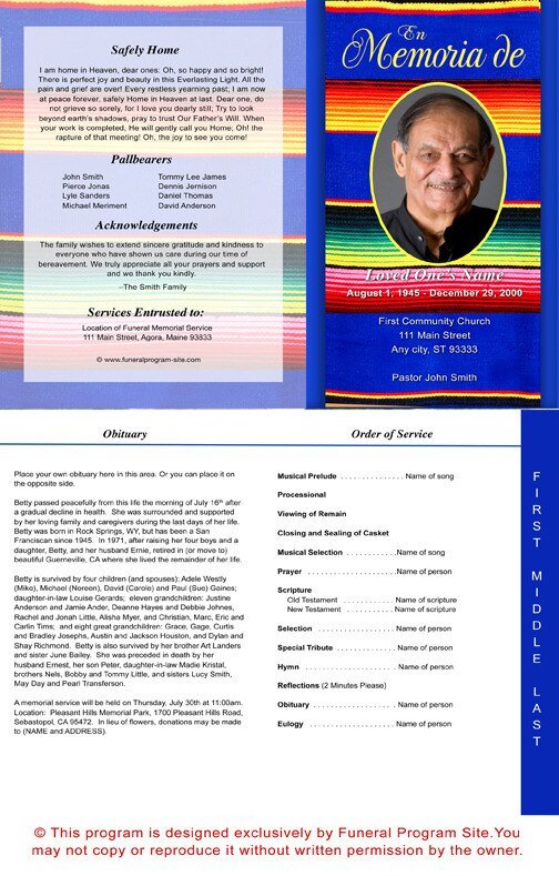Acapulco 4 - Sided Graduated Funeral Program Template - The Funeral Program Site