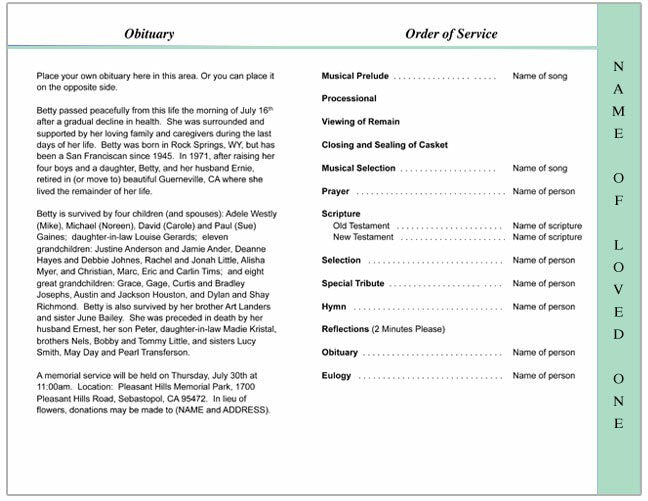 Allison 4 - Sided Graduated Funeral Program Template - The Funeral Program Site