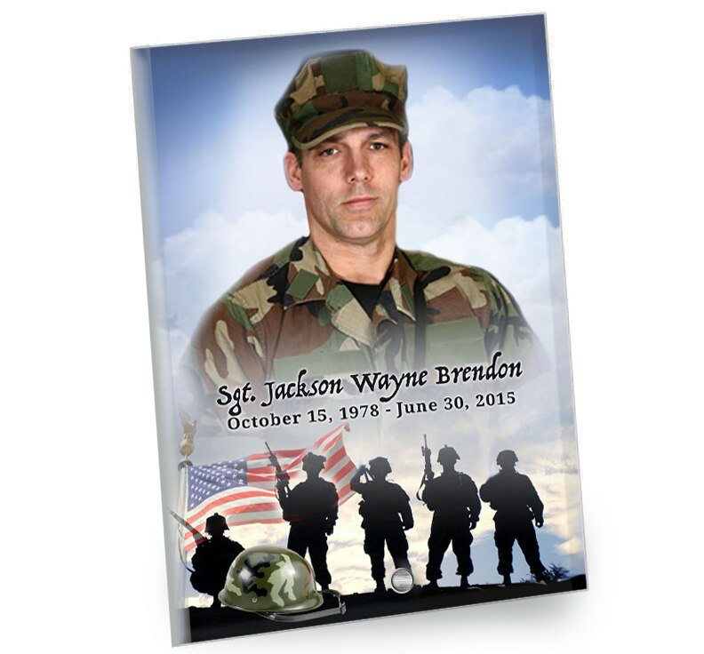 Army Beveled Glass Memorial Portrait - The Funeral Program Site