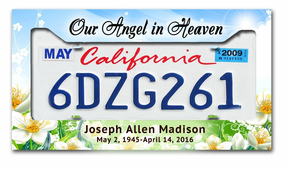 Blossoms In Loving Memory License Plate Frame - The Funeral Program Site