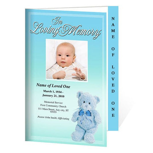 Blue Nursery 4 - Sided Graduated Funeral Program Template - The Funeral Program Site
