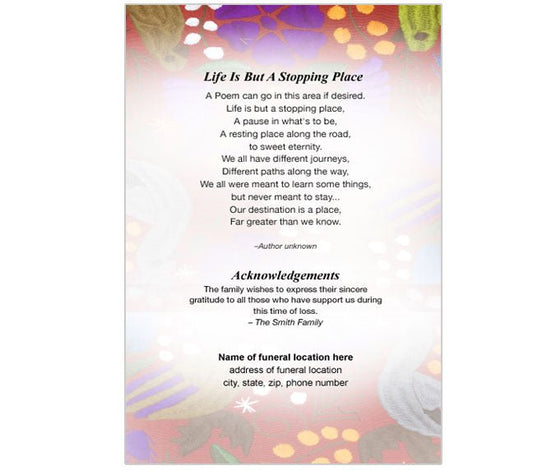 Bonita 4 - Sided Graduated Funeral Program Template - The Funeral Program Site