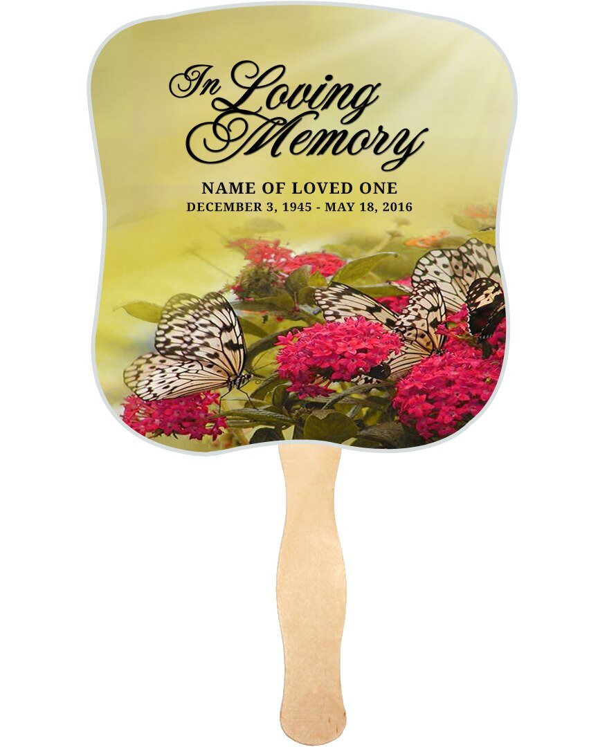 Bouquet Cardstock Memorial Fan With Wooden Handle (Pack of 10) - The Funeral Program Site