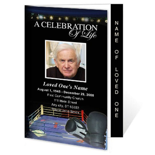 Boxing 4 - Sided Graduated Funeral Program Template - The Funeral Program Site