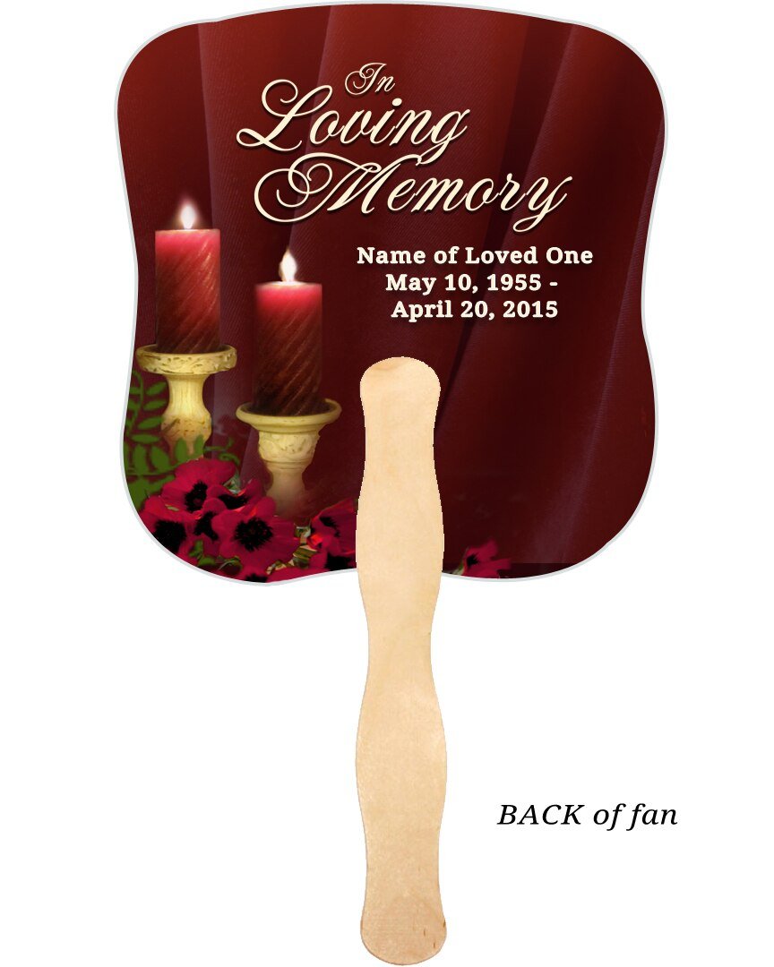 Candlelight Cardstock Memorial Fan With Wooden Handle (Pack of 10) - The Funeral Program Site