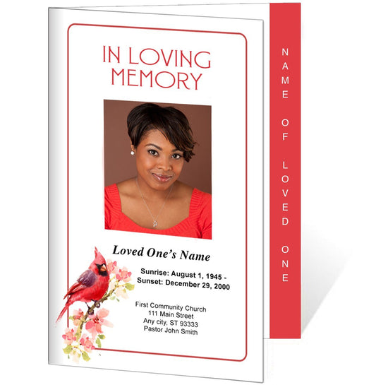 Cardinal 4 - Sided Graduated Funeral Program Template - The Funeral Program Site