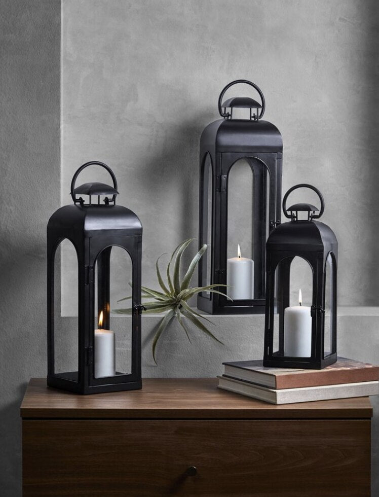 Cardinals Appear Black Memorial Lantern With Wax Candle - The Funeral Program Site