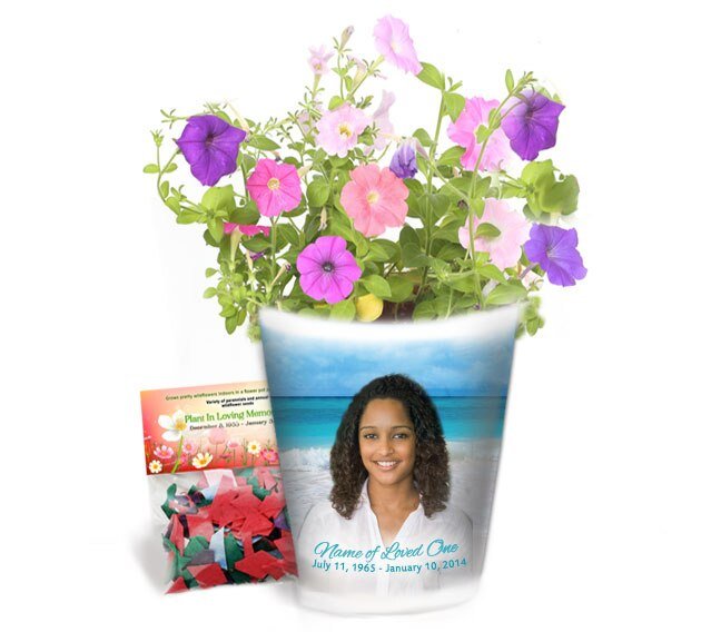 Caribean Personalized Memorial Ceramic Flower Pot - The Funeral Program Site