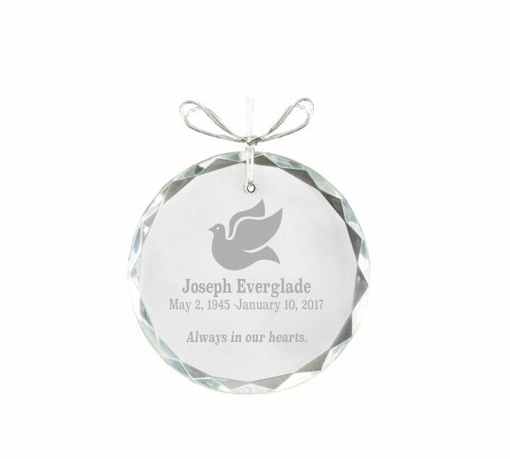 Circular Bevel Edge Crystal Christmas Ornament - The Funeral Program Site