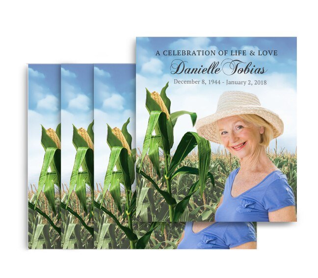 Cornfield Memorial Cards Done For You Design & Print (Pack of 50) - The Funeral Program Site