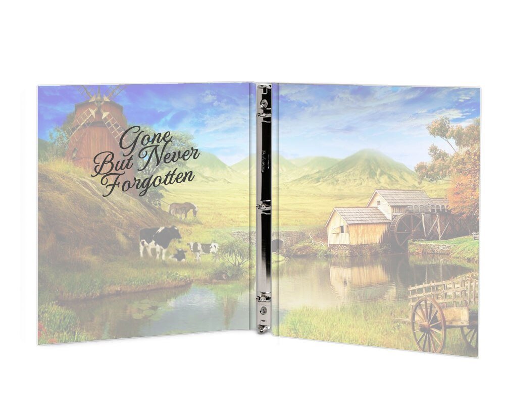 Country Landscape 3 - Ring Book Binder Funeral Guest Book - The Funeral Program Site
