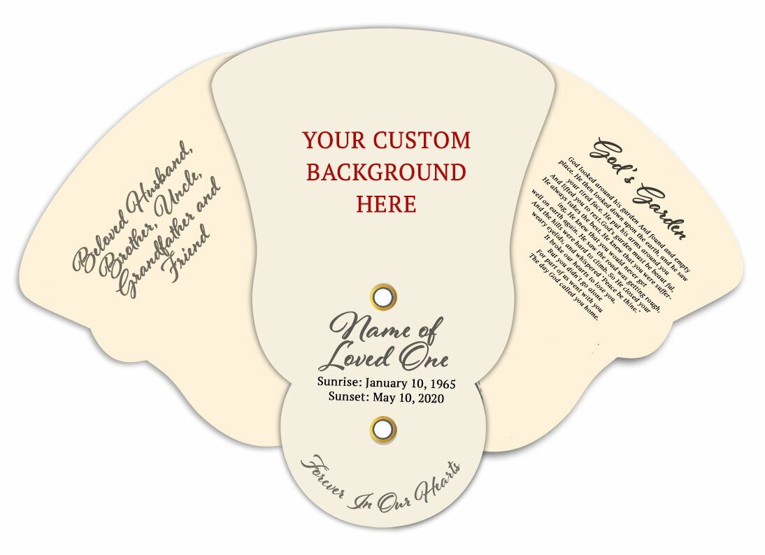 Custom Folding Memorial Hand Fan Your Background (Pack of 10) - The Funeral Program Site