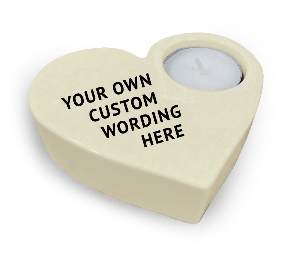 Custom Stone Heart Memorial Tea Light Candle Holder - The Funeral Program Site