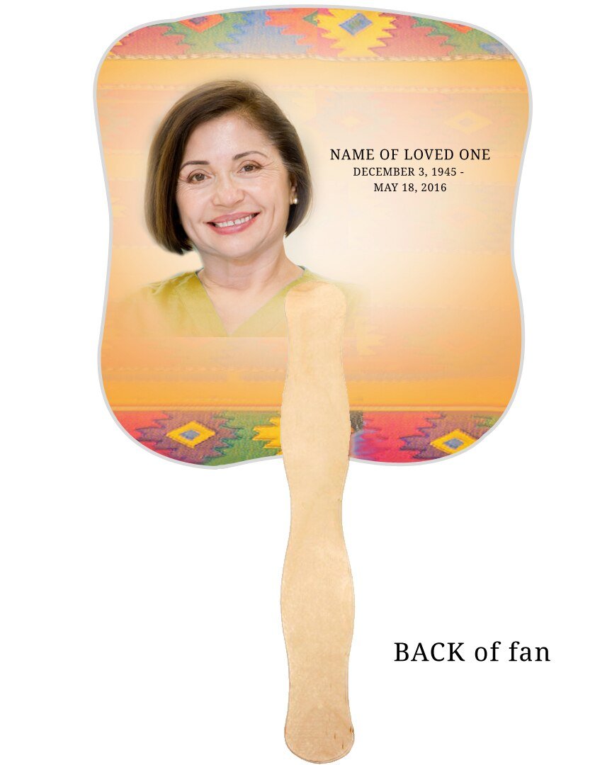 DeColores Cardstock Memorial Fan With Wooden Handle (Pack of 10) - The Funeral Program Site