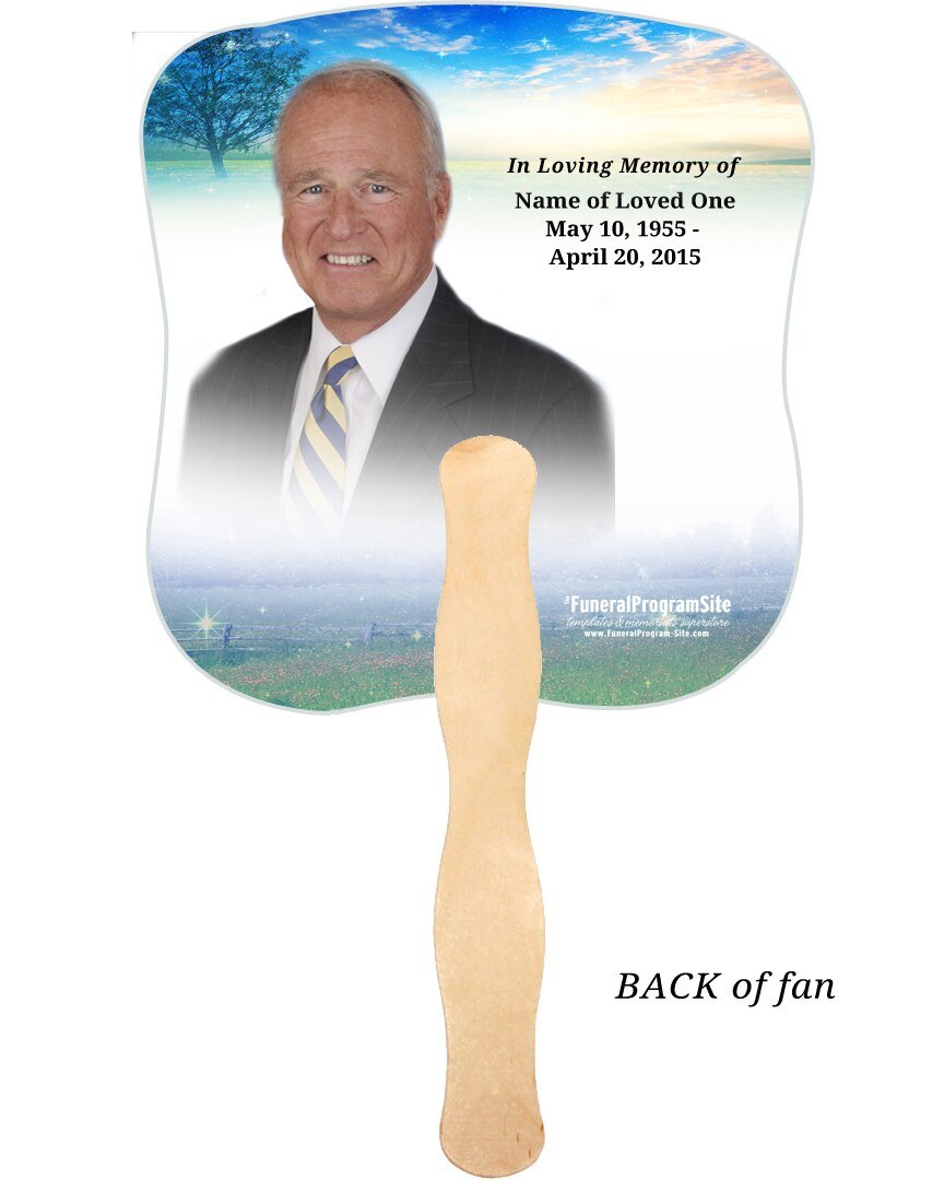 Destiny Cardstock Memorial Fan With Wooden Handle (Pack of 10) - The Funeral Program Site