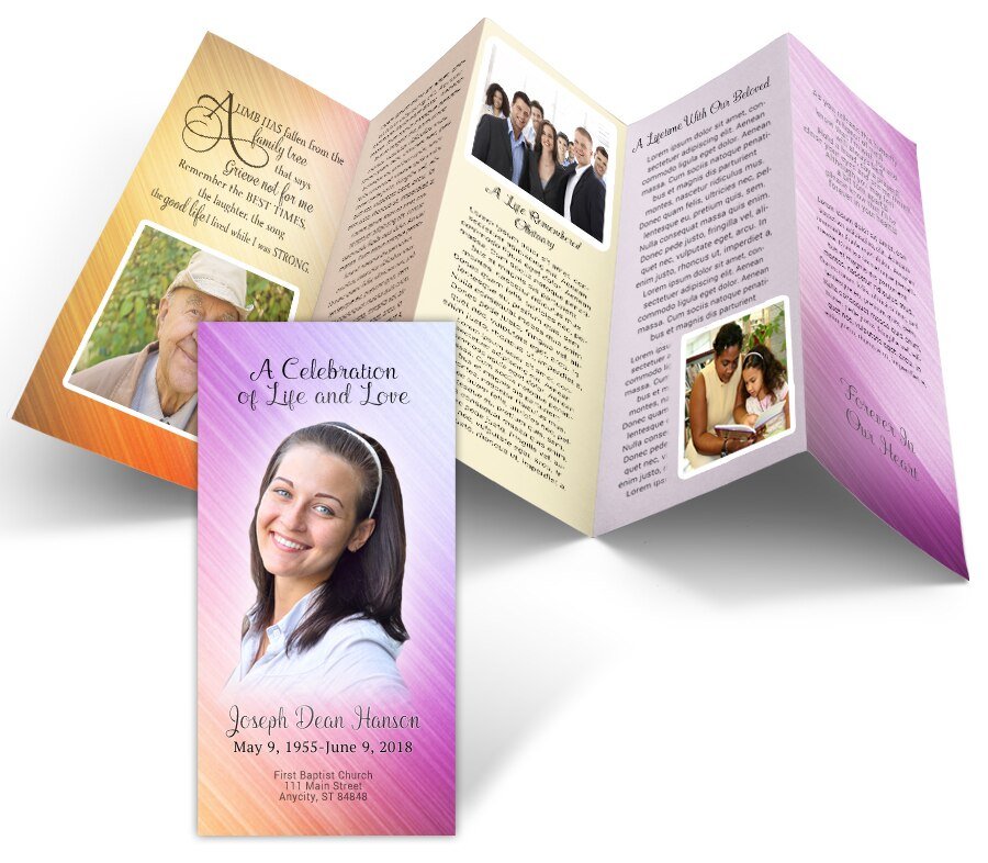 Diagonal Pastel Accordion Fold Funeral Program Design & Print (Pack of 25) - The Funeral Program Site