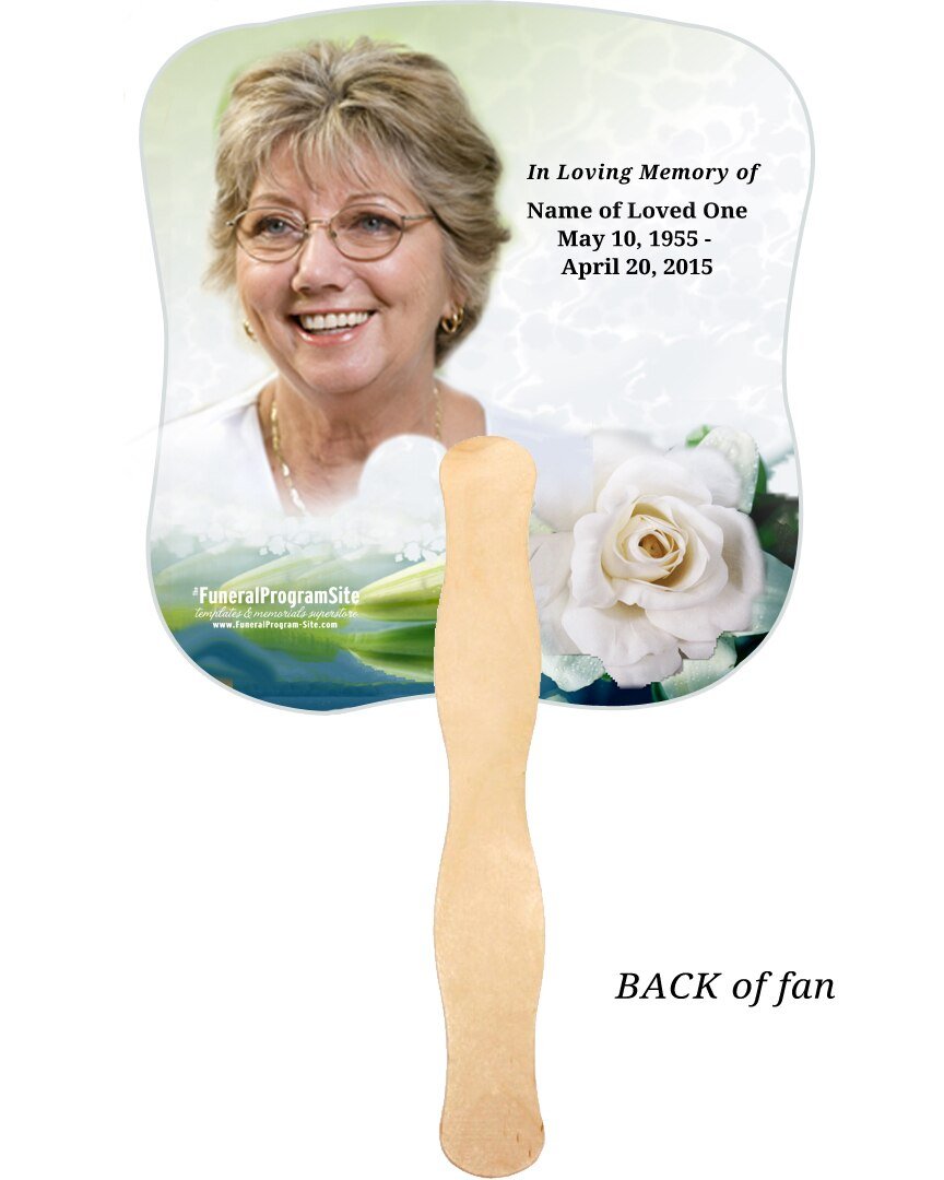 Divine Cardstock Memorial Fan With Wooden Handle (Pack of 10) - The Funeral Program Site
