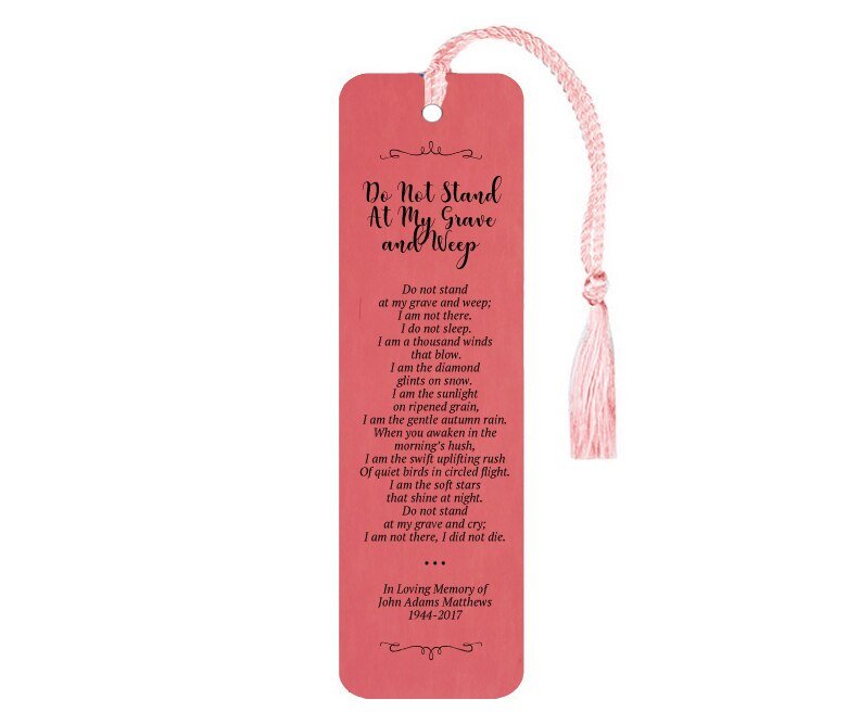 Do Not Stand At My Grave And Weep Leatherette Memorial Scripture Bookmark - The Funeral Program Site