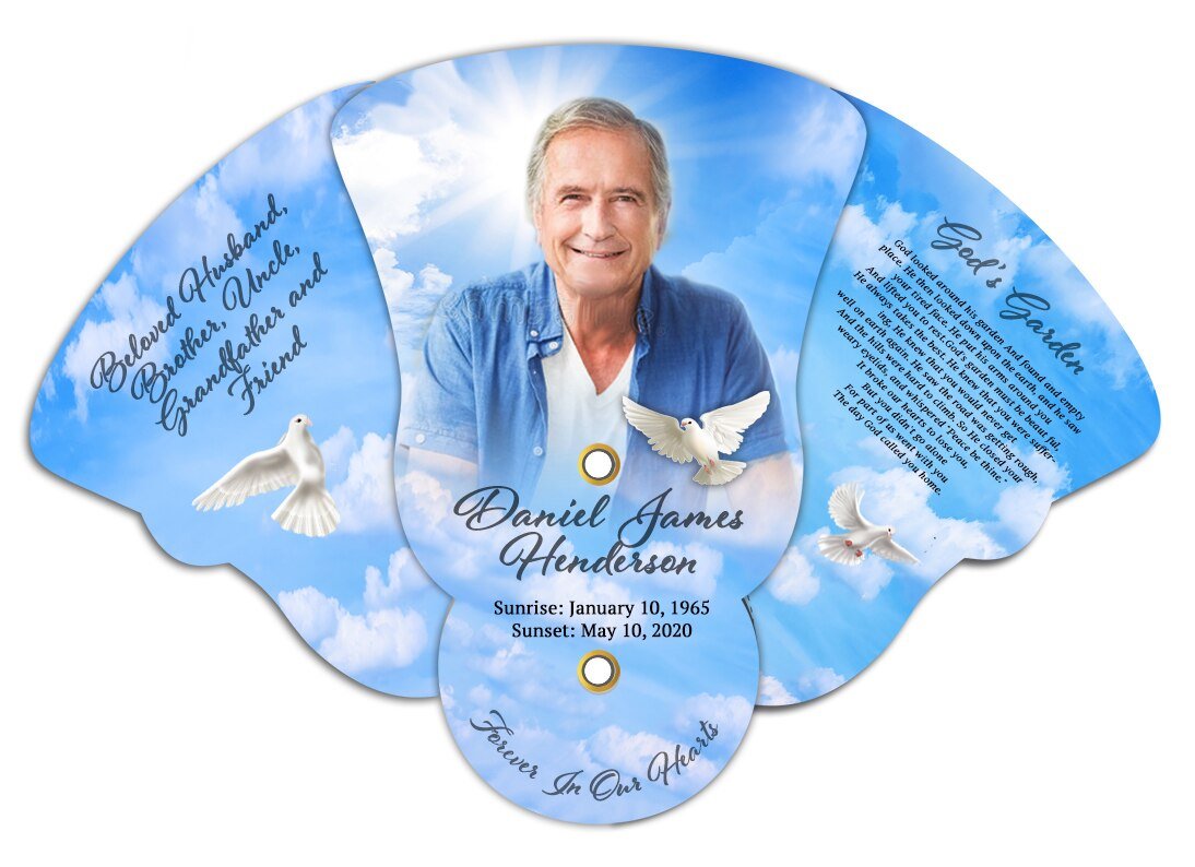 Doves Folding Memorial Hand Fans (Pack of 10) - The Funeral Program Site