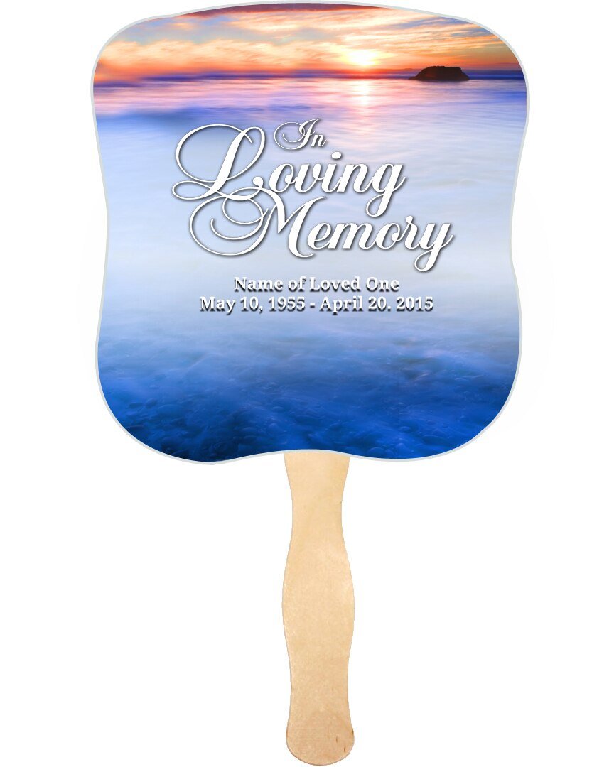 Dusk Cardstock Memorial Fan With Wooden Handle (Pack of 10) - The Funeral Program Site