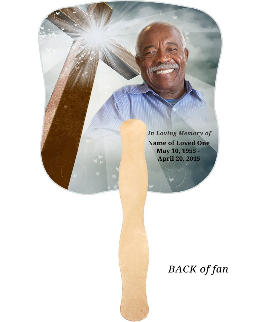 Eternal Cardstock Memorial Fan With Wooden Handle (Pack of 10) - The Funeral Program Site