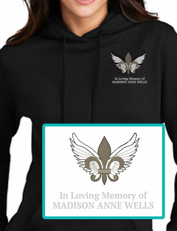 Fleur Di Lis Embroidery Fleece Hooded Memorial Sweatshirt (Ladies - Men) - The Funeral Program Site