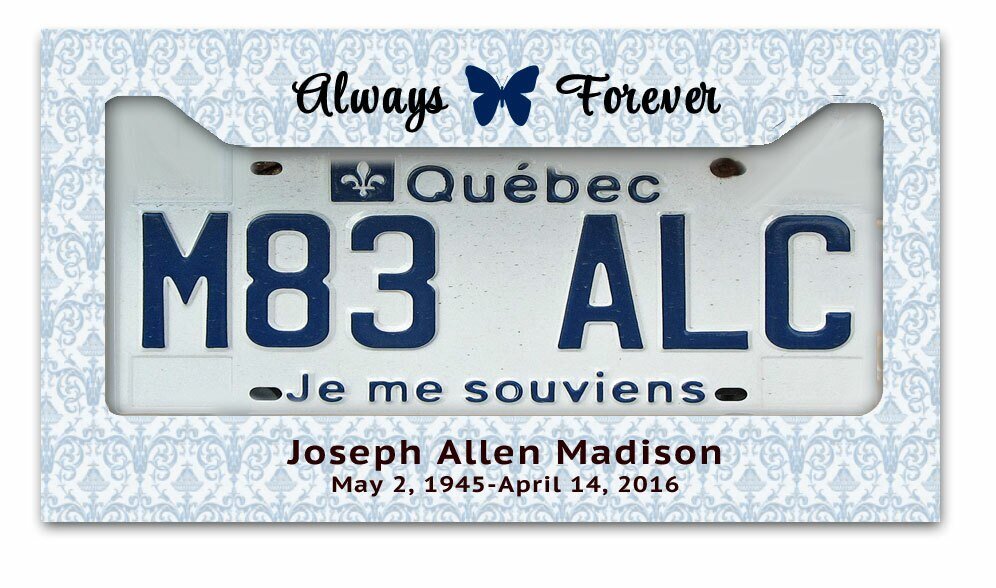Flourish Custom In Loving Memory License Plate Frame - The Funeral Program Site