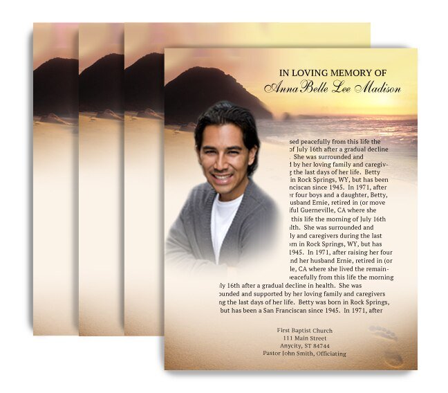Footprints Funeral Flyer Design & Print (Pack of 50) - The Funeral Program Site