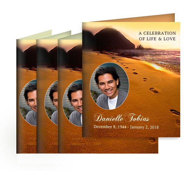 Footprints Memorial Cards Done For You Design & Print Service (Pack of 50) - The Funeral Program Site