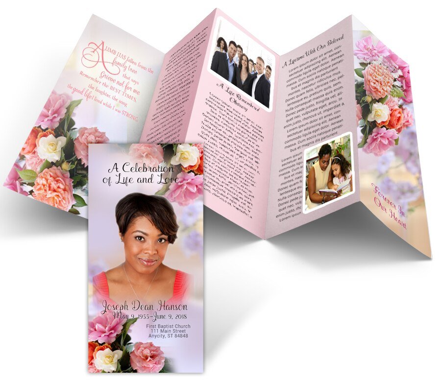 Fresh Bouquet Accordion Fold Funeral Program Design & Print (Pack of 25) - The Funeral Program Site