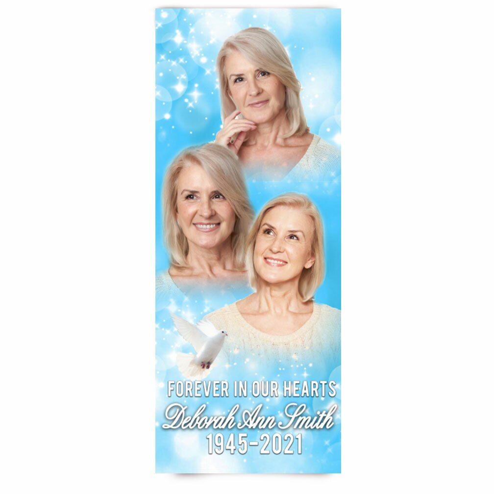 Funeral Banner 24 x 60 - Blue Sparkle - The Funeral Program Site