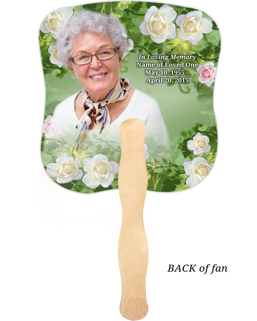 Garden Cardstock Memorial Fan With Wooden Handle (Pack of 10) - The Funeral Program Site