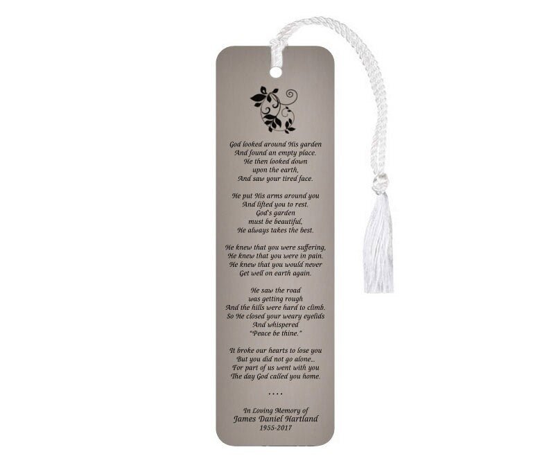 God's Garden Leatherette Memorial Scripture Bookmark - The Funeral Program Site