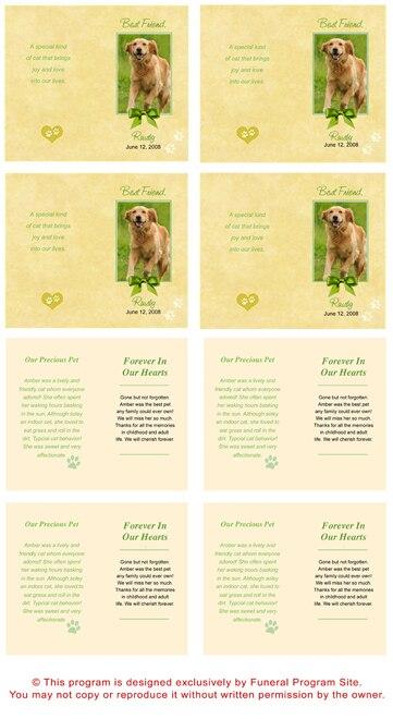 Gold Pet Memorial Cards Design & Print (Pack of 50) - The Funeral Program Site