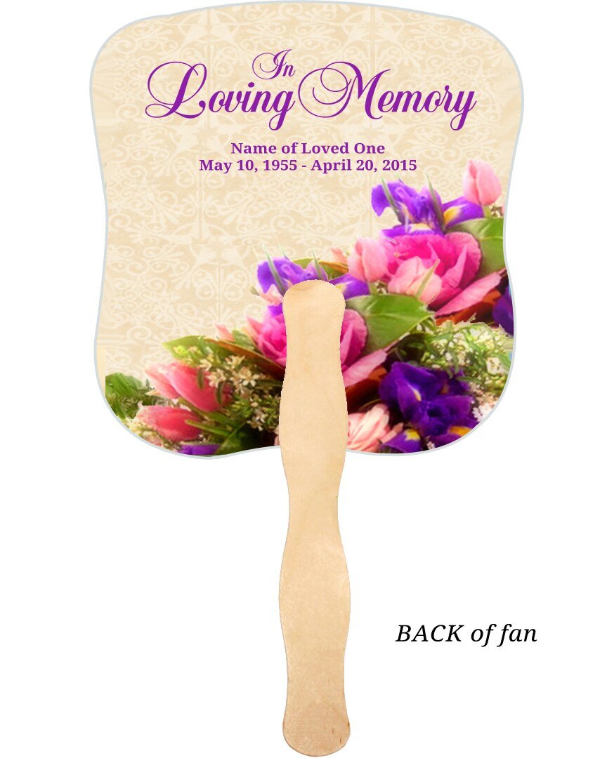 Golden Cardstock Memorial Fan With Wooden Handle (Pack of 10) - The Funeral Program Site