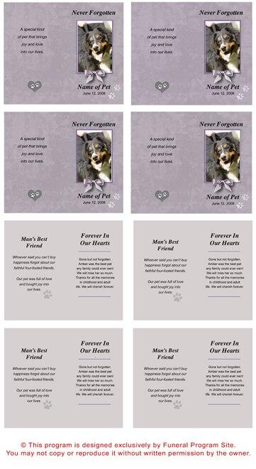Gray Pet Memorial Cards Design & Printing (Pack of 50) - The Funeral Program Site