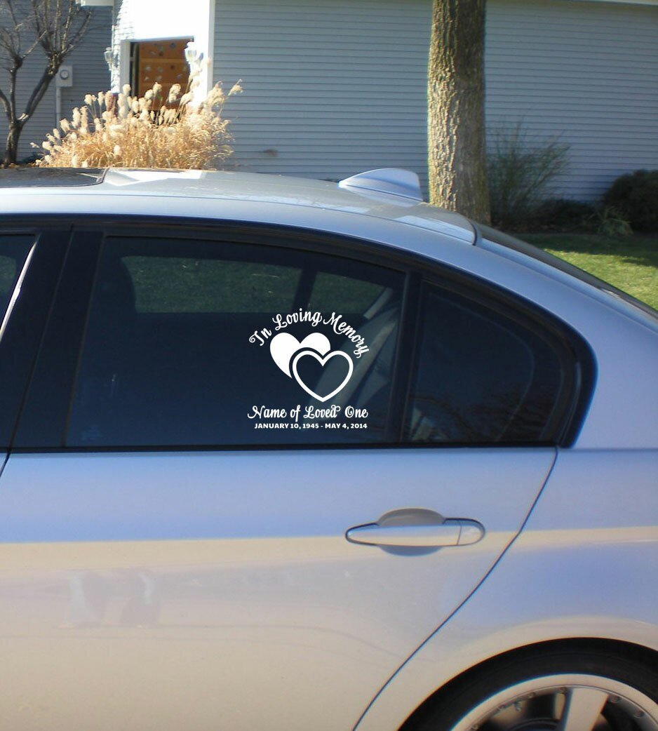 Hearts In Loving Memory Car Decal - The Funeral Program Site