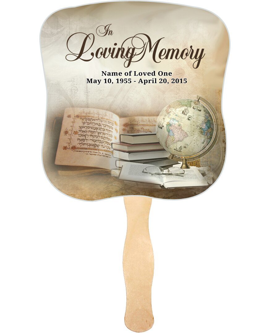 History Cardstock Memorial Fan With Wooden Handle (Pack of 10) - The Funeral Program Site
