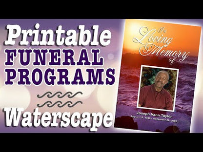 Beach Watercolor Funeral Program Template