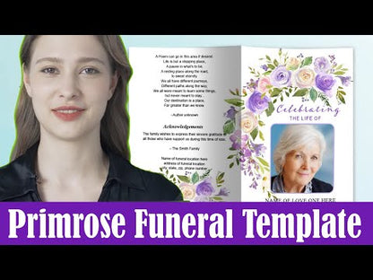 Primrose Watercolor Funeral Program Template