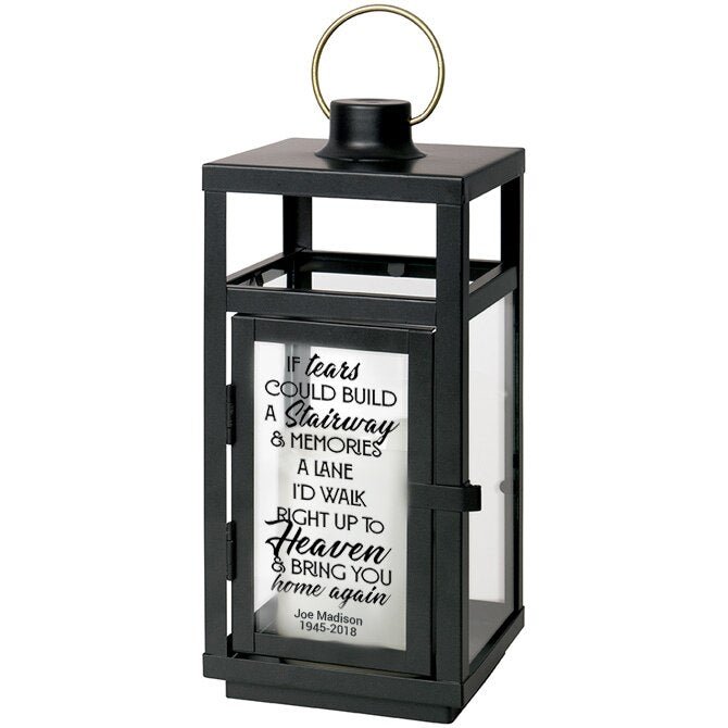 If Tears Could Build A Stairway Black Lantern With LED Candle - The Funeral Program Site