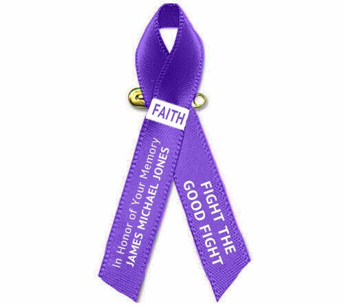 Personalized Pancreatic Cancer Ribbon (Purple) - Pack of 10
