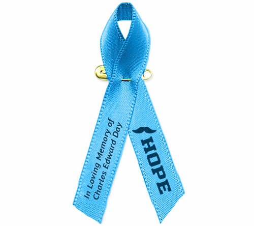 Memorial Keepsakes Light Blue Cancer Ribbon Heart Pin - Pack of 10 - Celebrate Prints Light Blue
