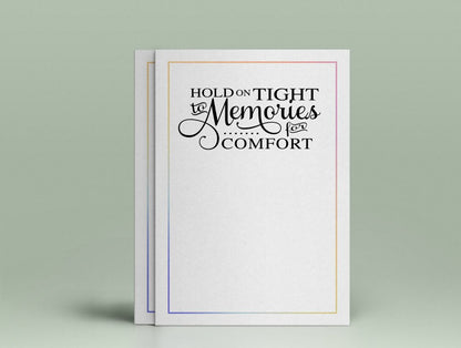 Hold On Tight To Memories Funeral Quote Word Art.