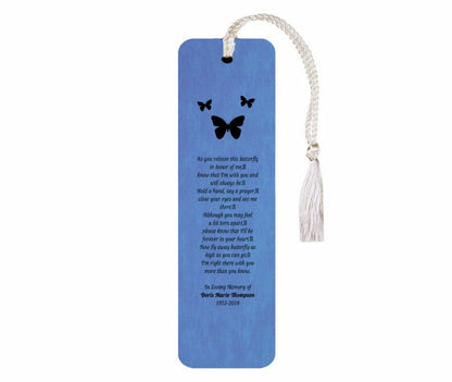 Leatherette Memorial Poem Bookmark Butterfly Release.
