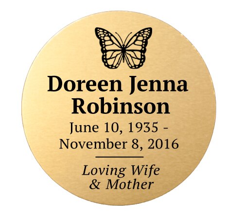 Personalized 2 Inch Circle Flexible Urn Plate.